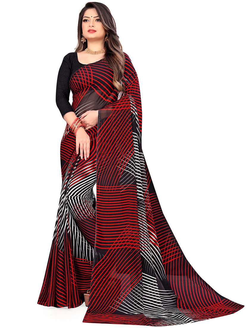 women printed georgette saree with blouse