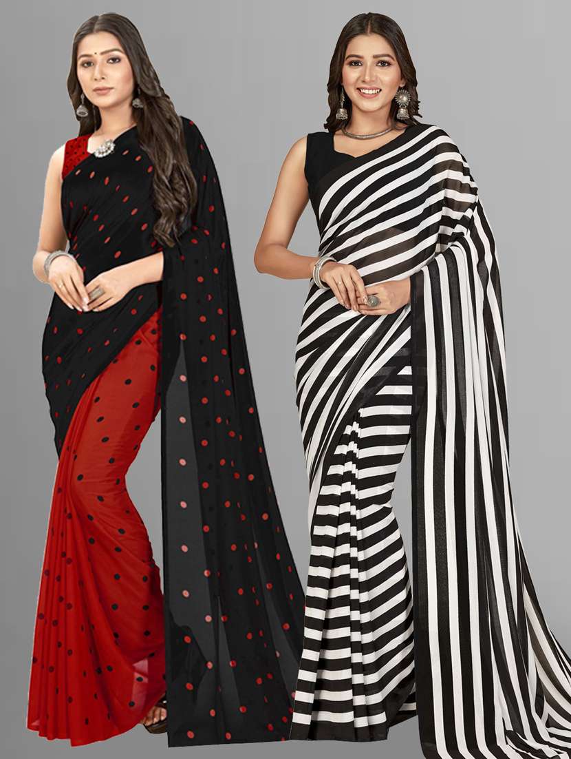pack of 2 women printed sarees with blouse