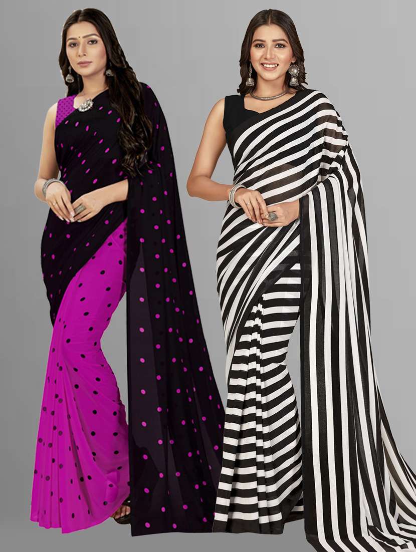 women pack of 2 printed saree with blouse