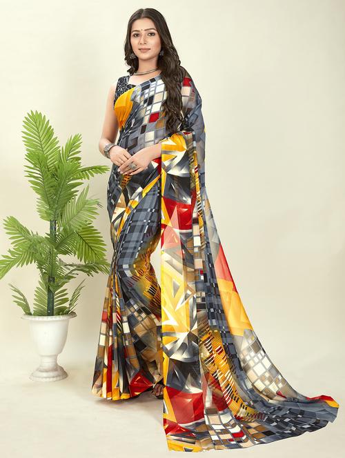 women printed saree with blouse - 21408505 -  Standard Image - 0