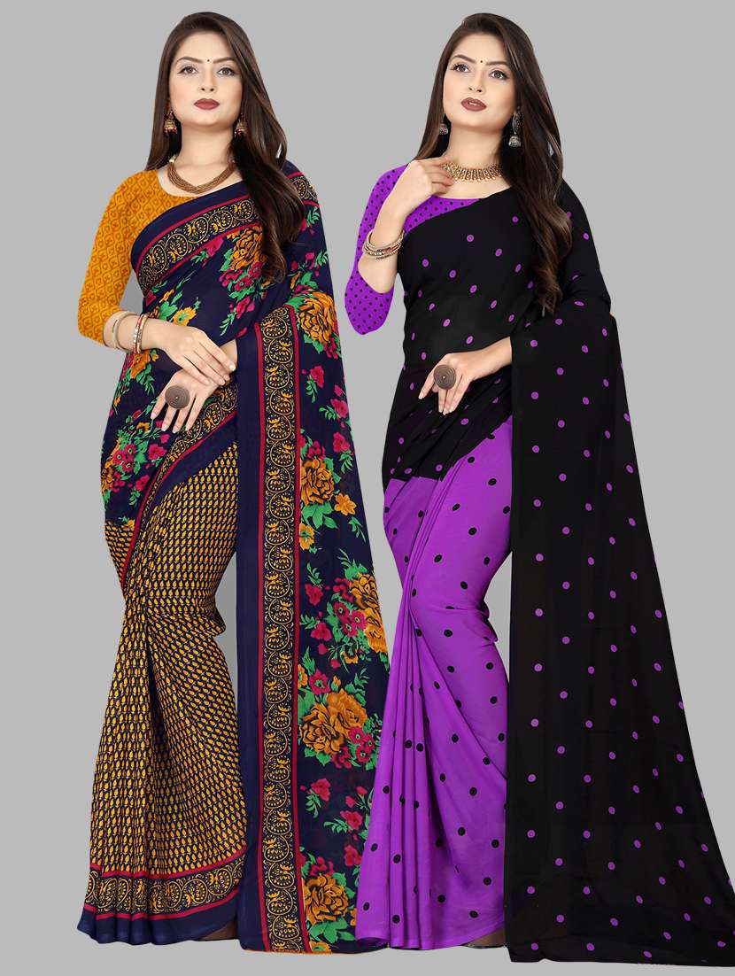 women printed casual wear saree with blouse