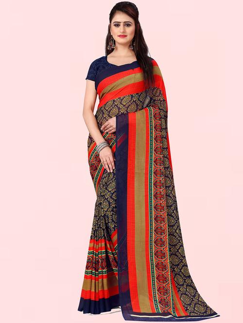 women multi color printed georgette saree with blouse - 21410812 -  Standard Image - 0