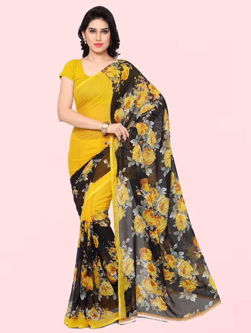 women printed saree with blouse