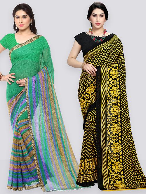 women pack of 2 casual wear combo sarees with blouse - 21410932 - Standard Image - 0