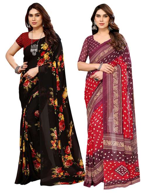 women printed saree combo with blouse - 21411954 -  Standard Image - 0