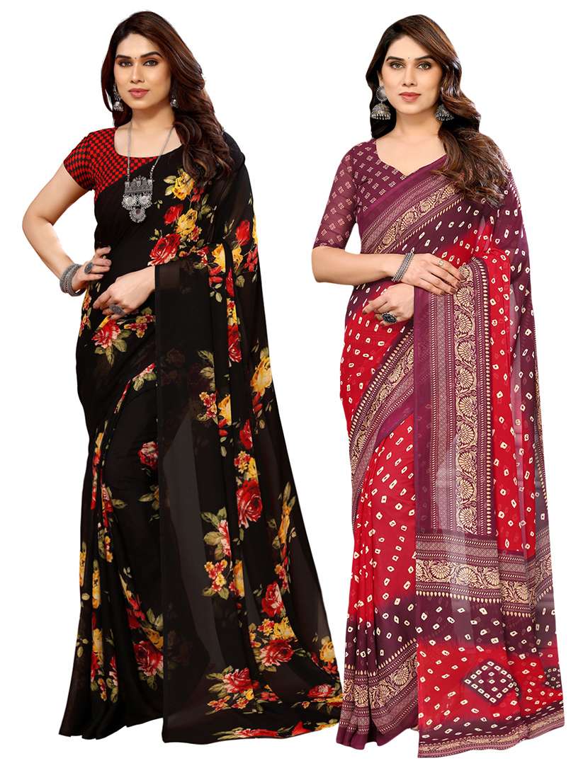 women printed saree combo with blouse