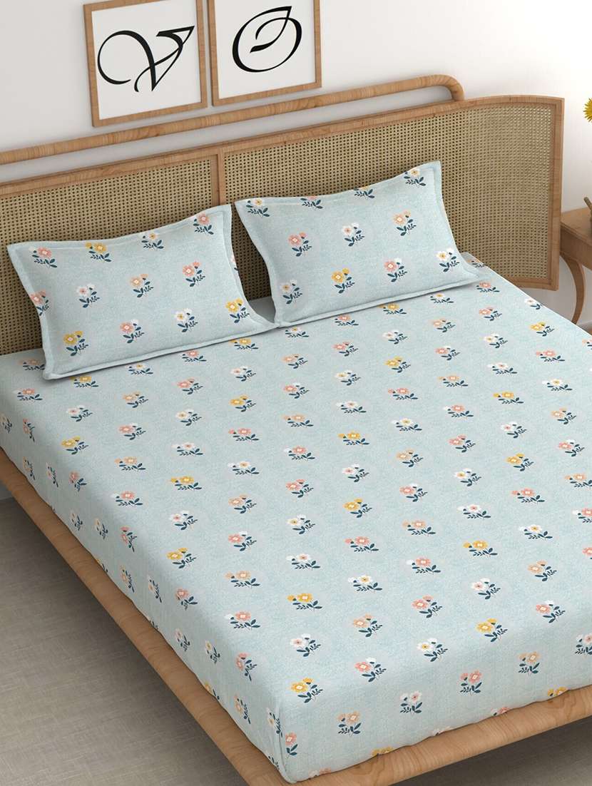 printed bedsheet with pillow covers