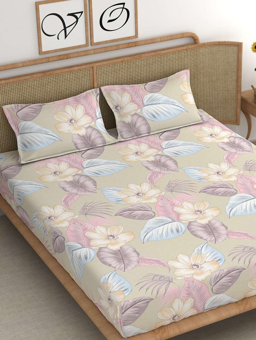 printed bedsheet with pillow covers
