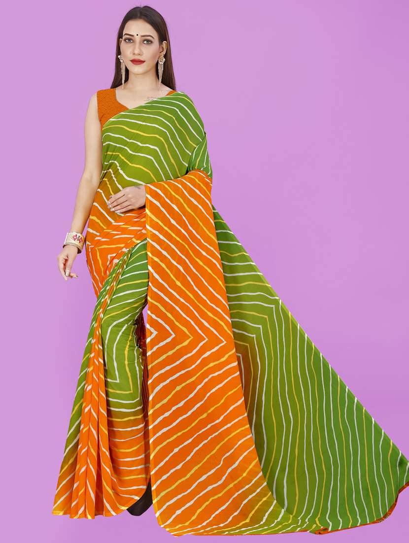 women printed casual wear saree with blouse
