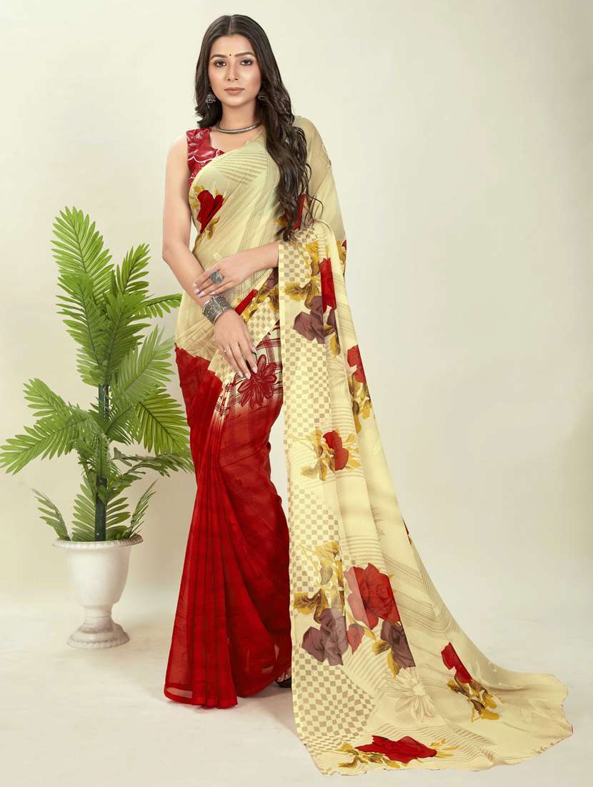 women casual wear georgette saree with blouse