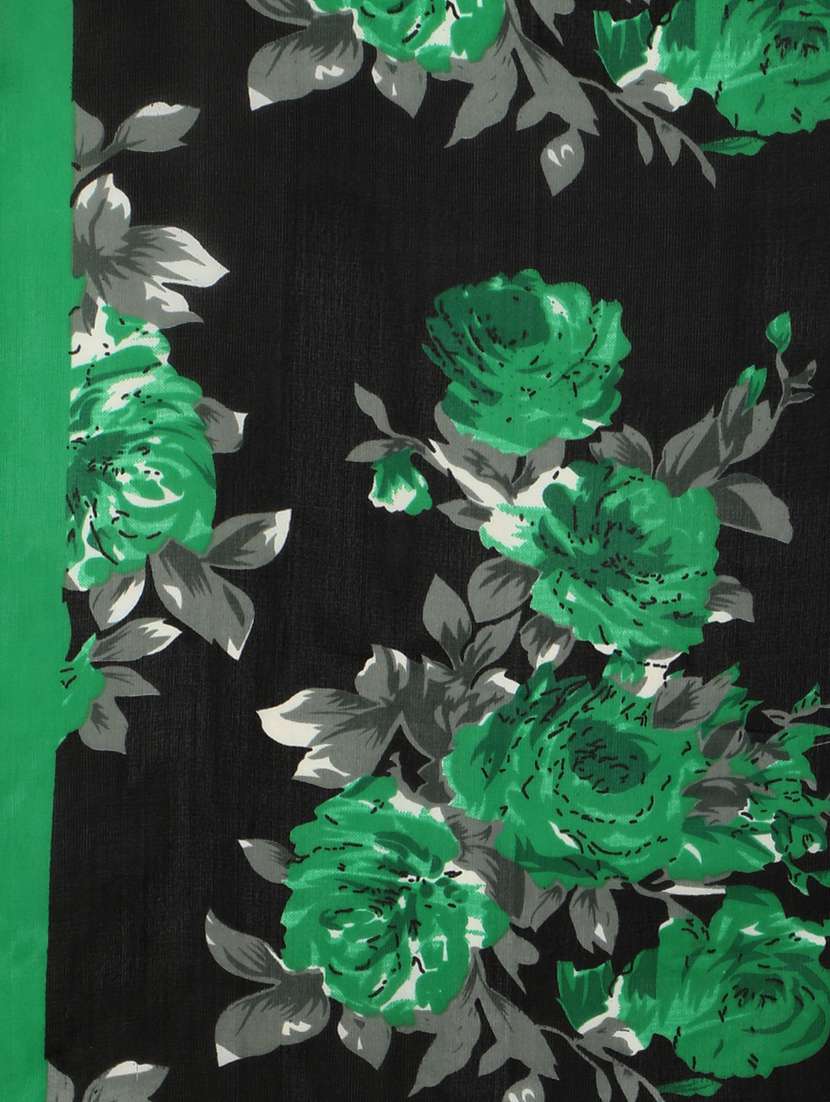 women green floral printed saree with blouse - 21412576 -  Standard Image - 3