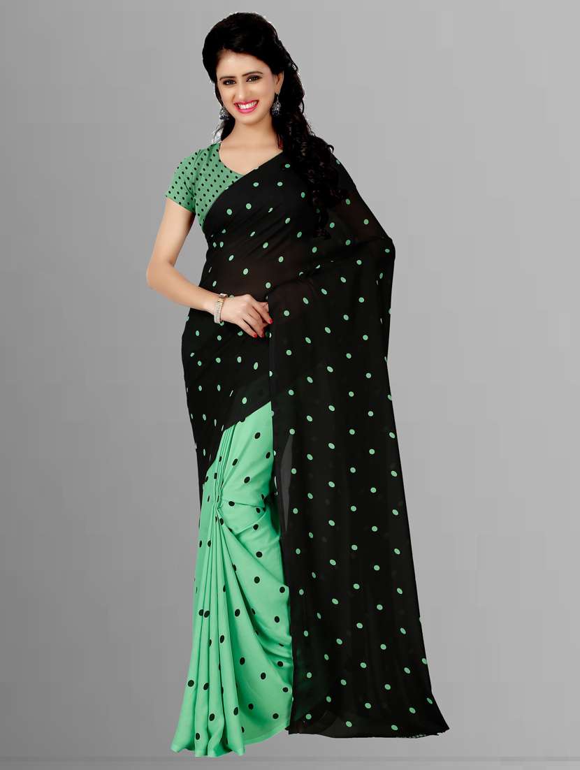 women polka dots casual wear saree with blouse