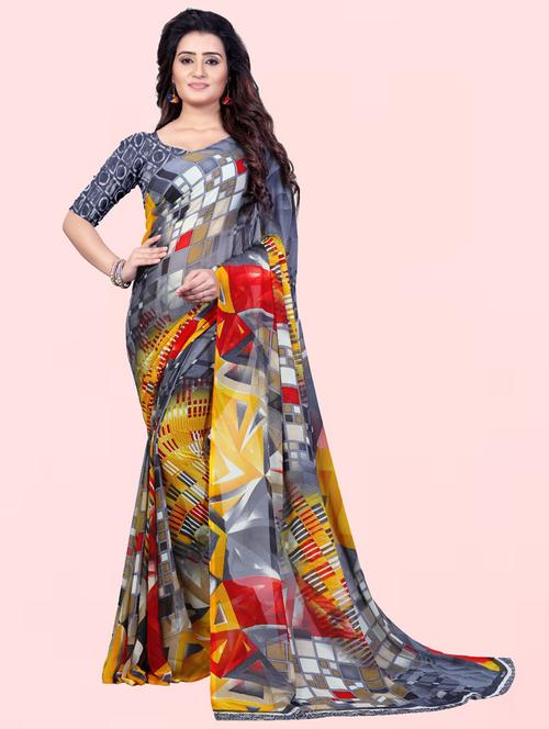 women casual wear georgette saree with blouse - 21412902 -  Standard Image - 0