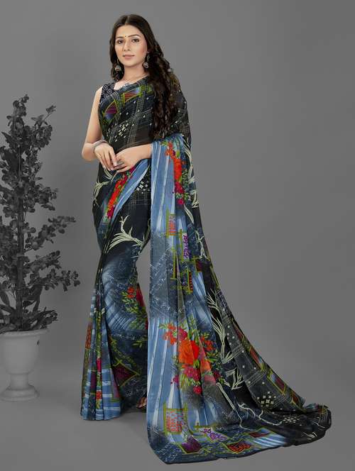 women casual wear georgette saree with blouse - 21412909 -  Standard Image - 0