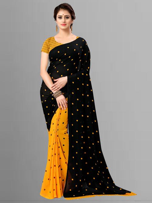 women polka dots casual wear saree with blouse - 21413142 - Standard Image - 0