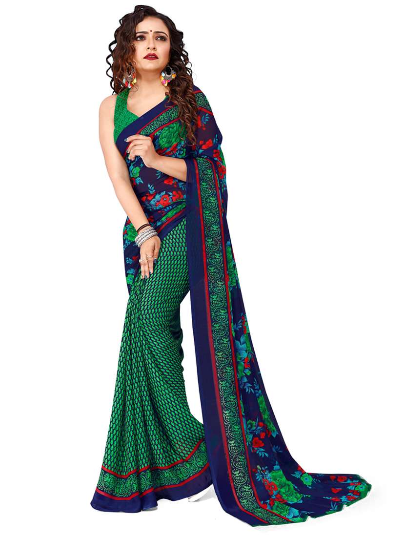 women printed casual wear saree with blouse
