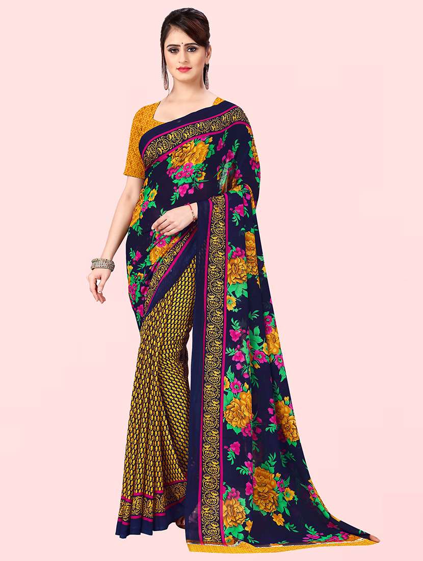 women printed georgette saree with blouse