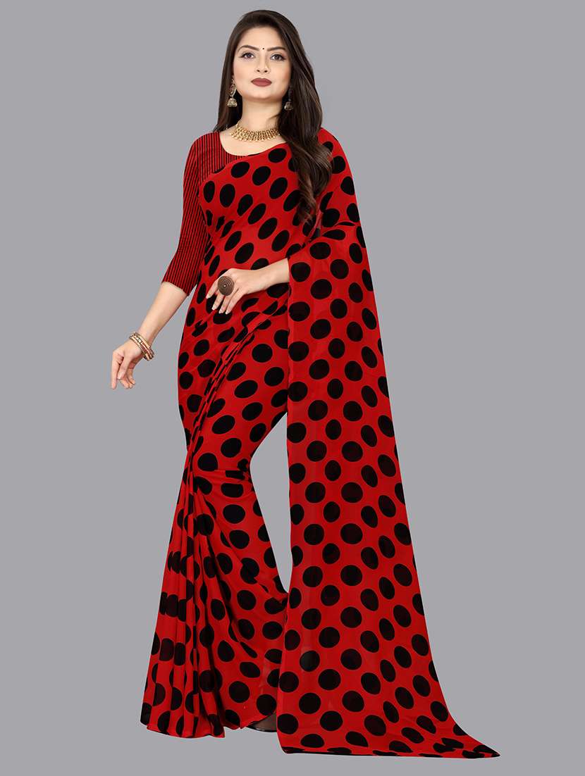 polka dots printed saree  with blouse