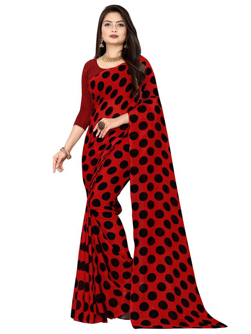 women polka dots casual wear saree with blouse
