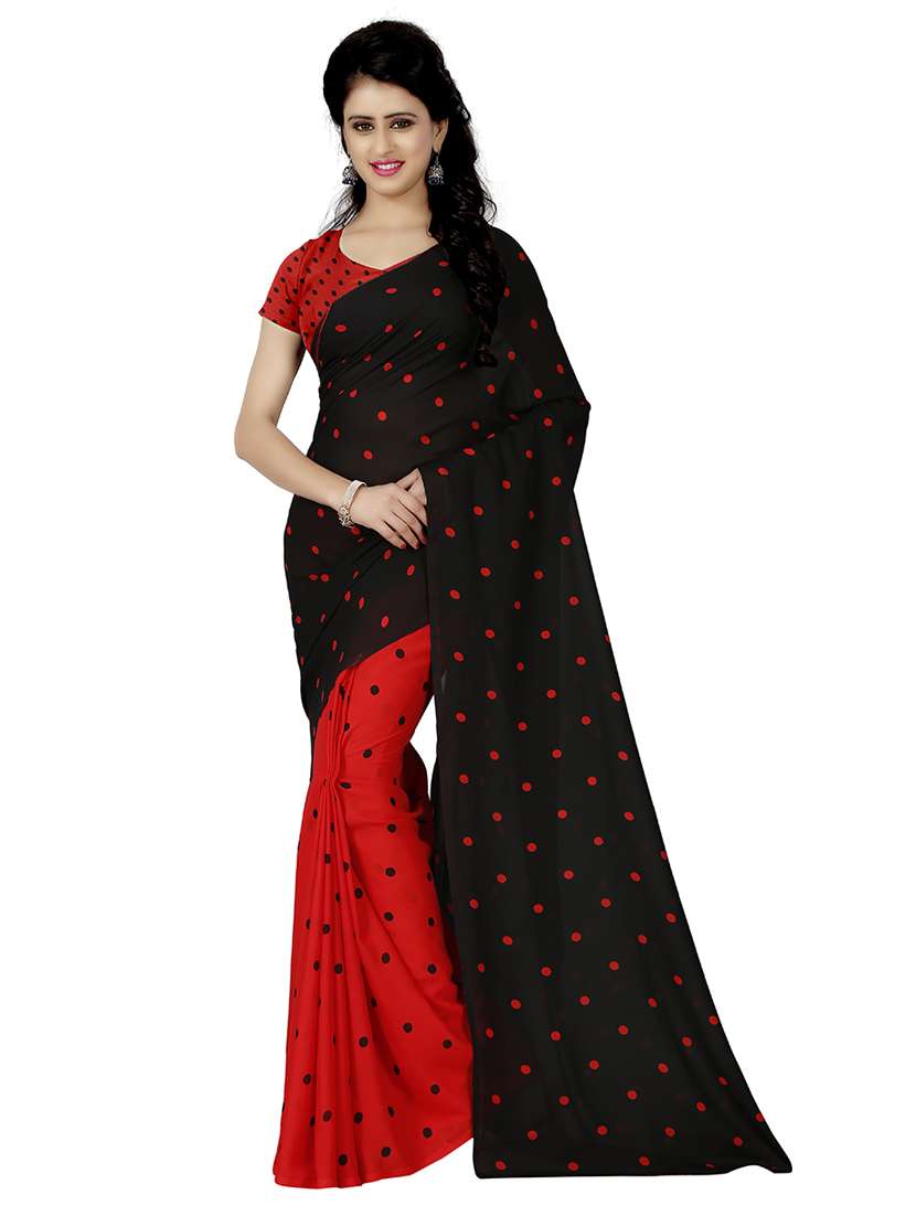 women printed georgette saree with blouse