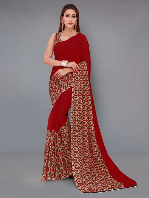 women printed georgette saree with blouse - 21413511 -  Standard Image - 0