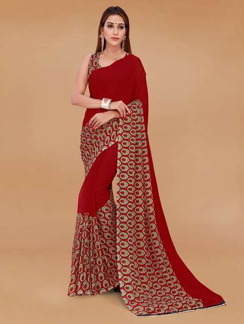 women printed georgette saree with blouse - 21413560 -  Standard Image - 0