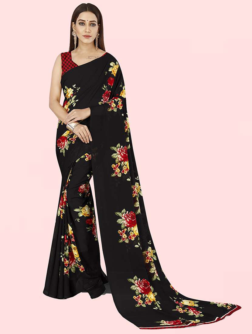 women printed casual wear saree with blouse