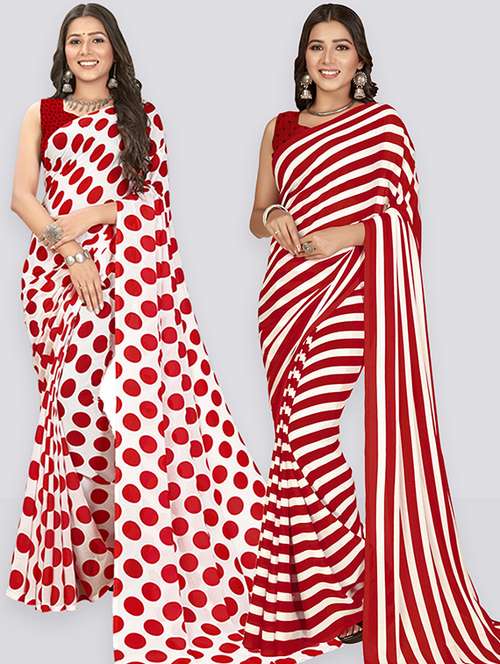 women pack of 2 casual wear combo sarees with blouse - 21414858 - Standard Image - 0