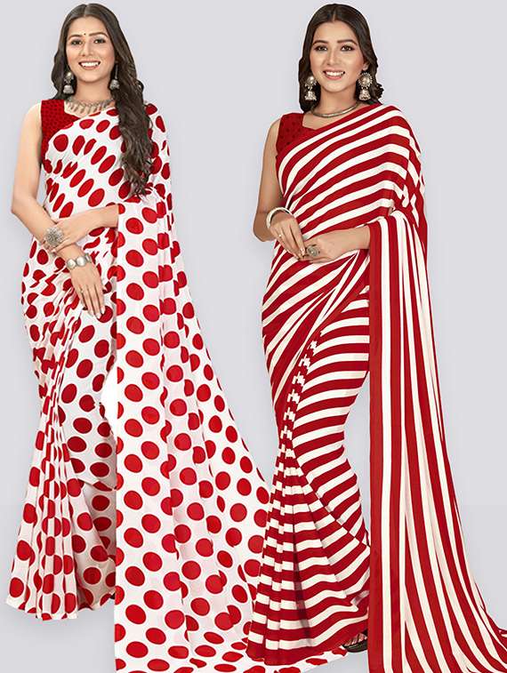 women pack of 2 casual wear combo sarees with blouse - 21414858 - Zoom Image - 0
