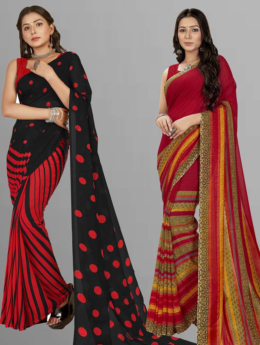 pack of 2 printed sarees with blouse
