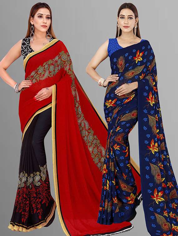 pack of 2 casual wear combo sarees with blouse
