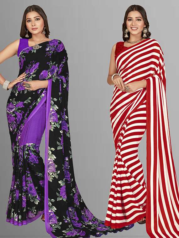 pack of 2 women printed sarees with blouse - 21415832 - Zoom Image - 0