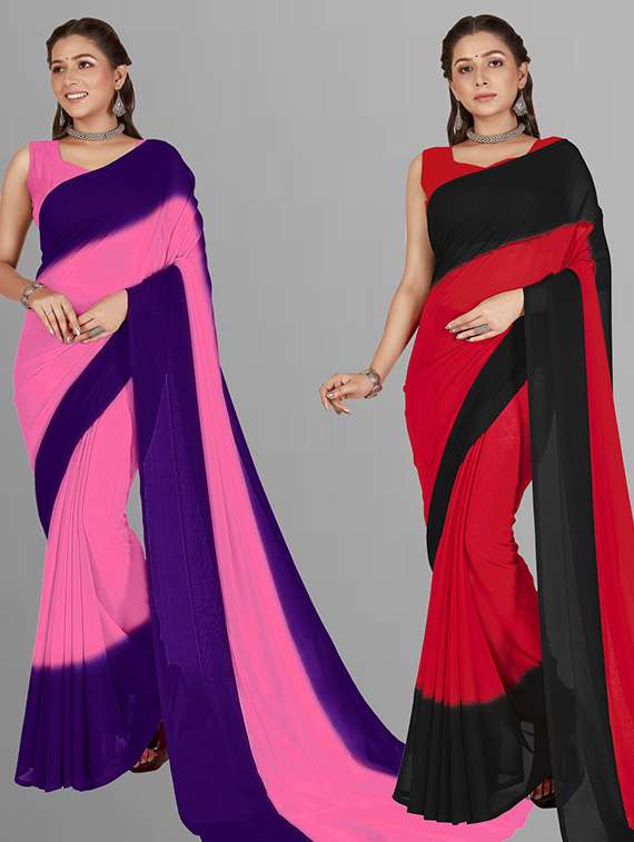 women pack of 2 casual wear sarees with blouse