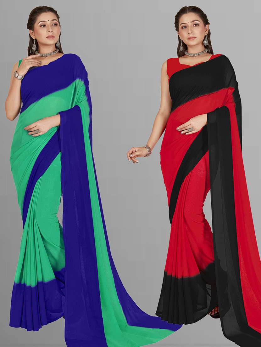 women pack of 2 casual wear sarees with blouse