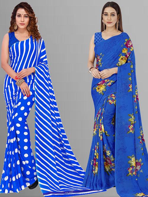 women pack of 2 casual wear sarees with blouse - 21416355 - Standard Image - 0