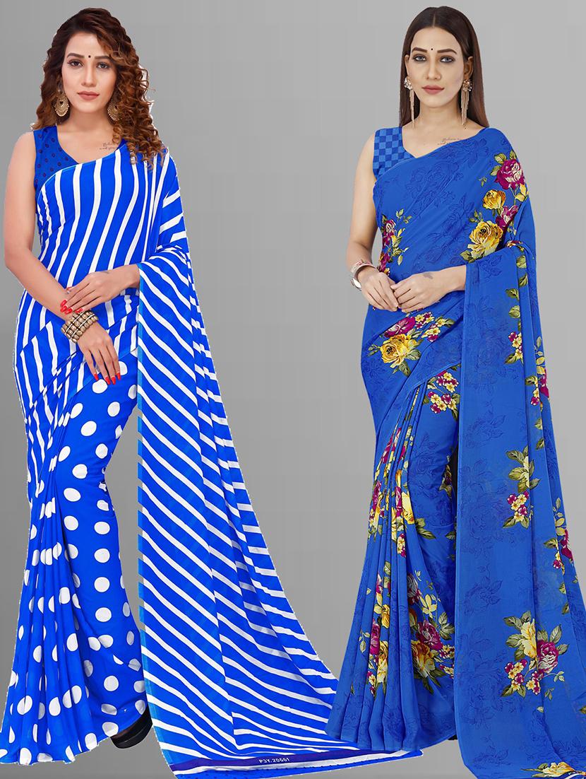 women pack of 2 casual wear sarees with blouse - 21416355 - Zoom Image - 0
