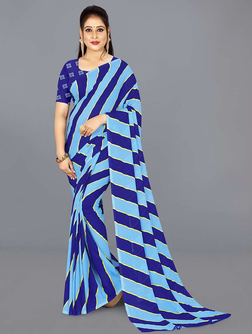 women blue printed saree - 21417217 - Zoom Image - 0