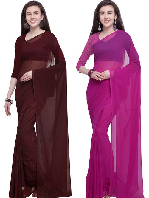 women pack of 2 casual wear combo sarees with blouse - 21418312 - Standard Image - 0