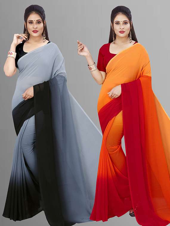 pack of 2 printed casual wear saree with blouse