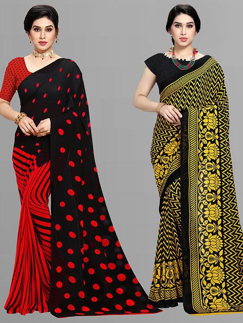 pack of 2 casual wear combo sarees with blouse - 21425576 - Standard Image - 0