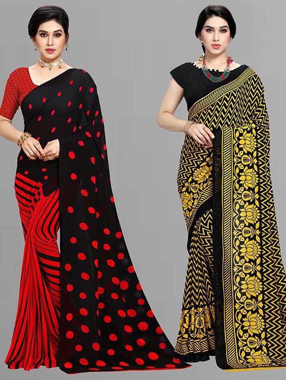 pack of 2 casual wear combo sarees with blouse - 21425576 - Zoom Image - 0