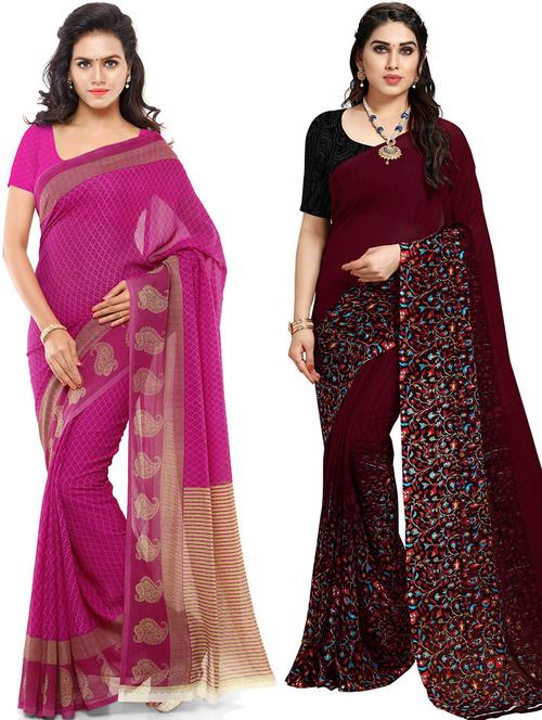 women pack of 2 casual wear combo sarees with blouse - 21425803 -  Standard Image - 0