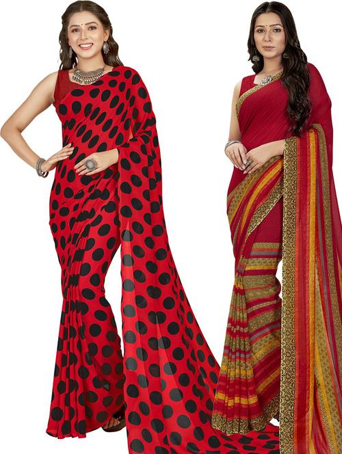 women pack of 2 casual wear combo sarees with blouse - 21426147 - Standard Image - 0