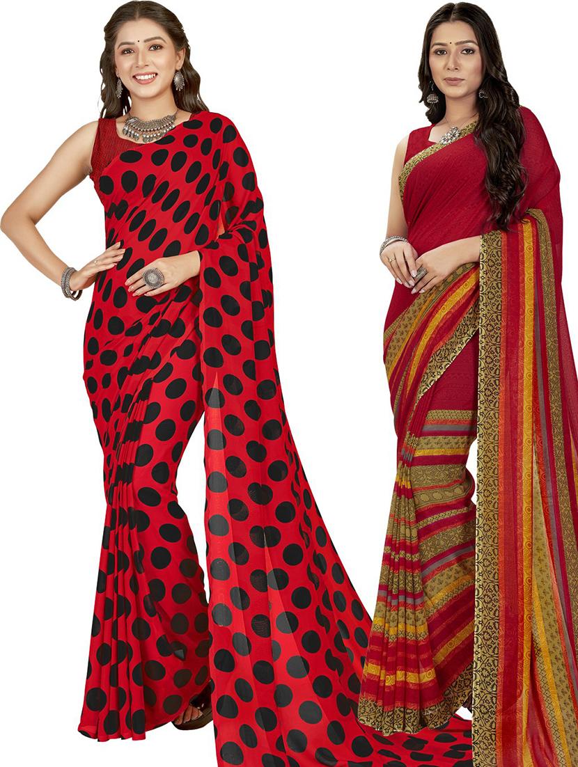 women pack of 2 casual wear combo sarees with blouse - 21426147 - Zoom Image - 0