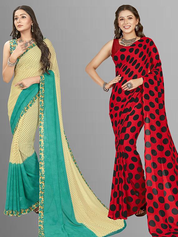 pack of 2 casual wear sarees with blouse - 21427004 - Zoom Image - 0