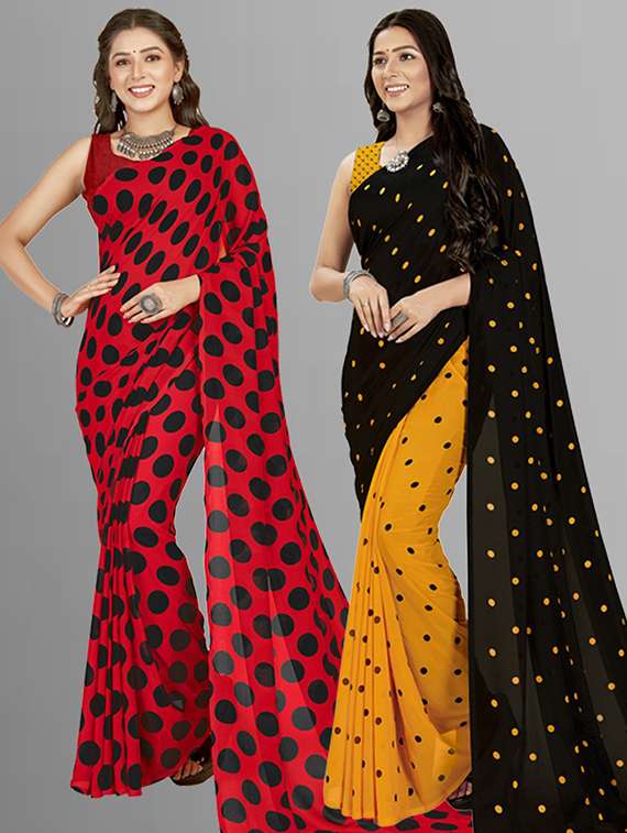 pack of 2 casual wear combo sarees with blouse