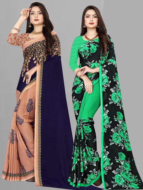 women pack of 2 casual wear combo sarees with blouse - 21427048 - Standard Image - 0