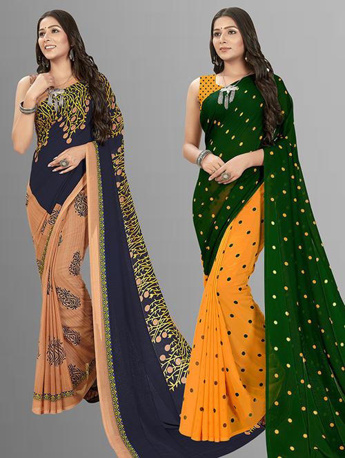 pack of 2 casual wear combo sarees with blouse - 21427085 -  Standard Image - 0