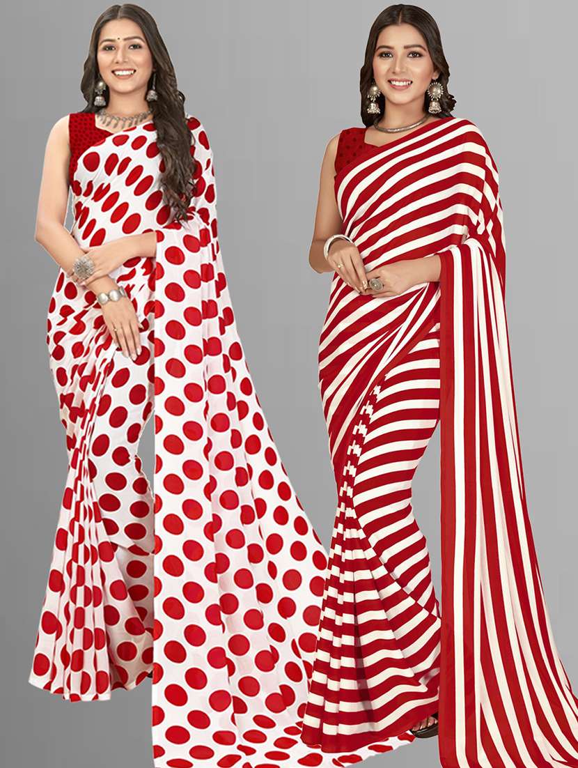women pack of 2 casual wear combo sarees with blouse