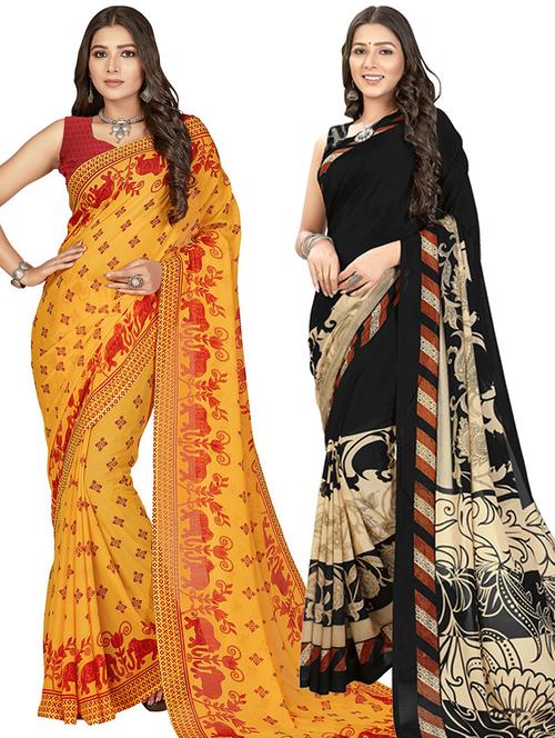 women pack of 2 casual wear combo sarees with blouse - 21427357 - Standard Image - 0